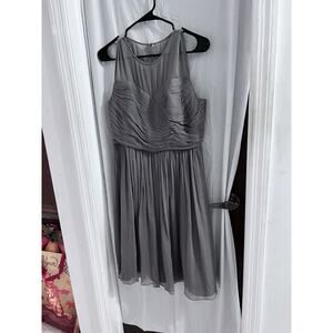J Crew Gray Silk Chiffon Clara Dress Illusion Mesh Yoke Fitted Bodice 10